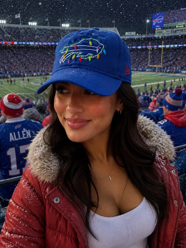 NWT New Era Royal Blue Buffalo Bills Cap Multicolor Holiday Lights - Image 2