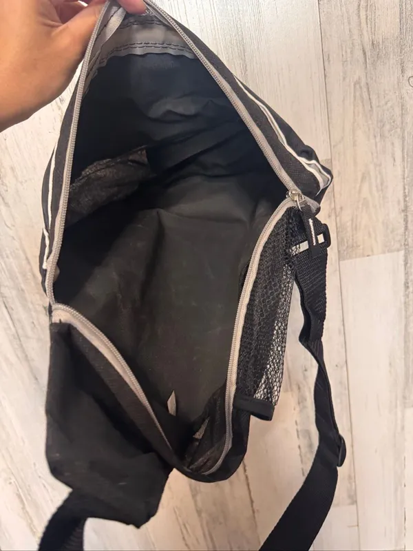 Athletic Sling Backpack Unisex OS Black Striped Crossbody Travel Gym Bag - Image 3