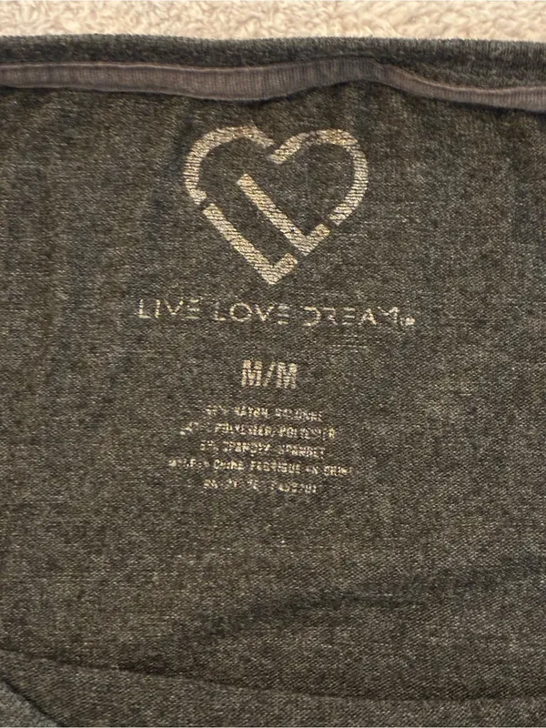 Women’s Live Love & Dream Black Crewneck with Gray and Peach Skull Prints Size M - Image 2