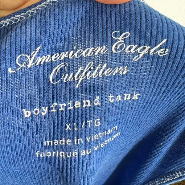 Abercrombie & Fitch Tank Top Womens‎ XL Blue Ribbed Y2K Long Fitted - Image 6