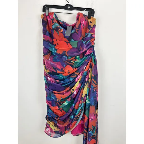 Lulus Uncommon Aesthetic Black Floral Strapless Bodycon Midi Dress Party XL NWT - Image 6