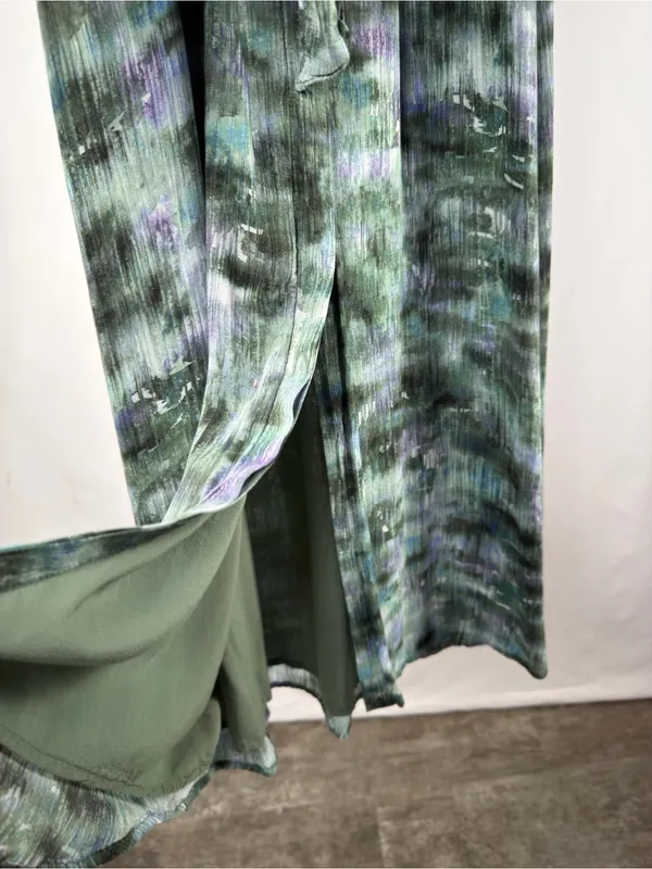 Bella Dahl Sleeveless Tie Waist Maxi Dress in Green Blue Purple Tie-Dye‎ Size XS - Image 3