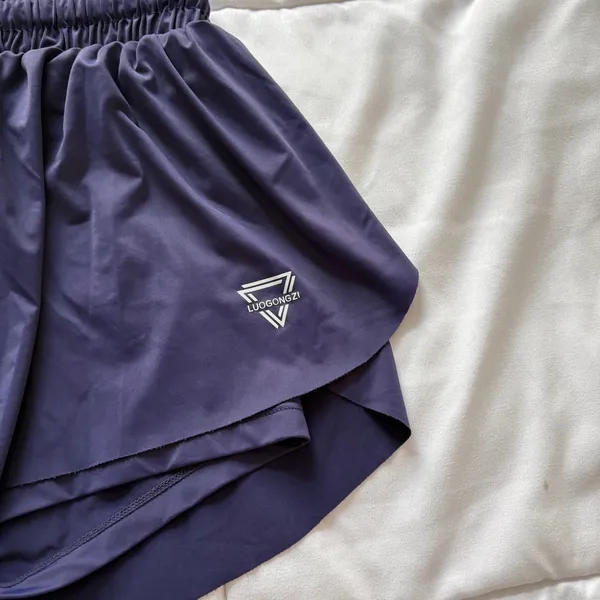 Luogongzi Navy Blue 2-in-1 Flowy Athletic Butterfly Shorts Womens Medium Active - Image 2