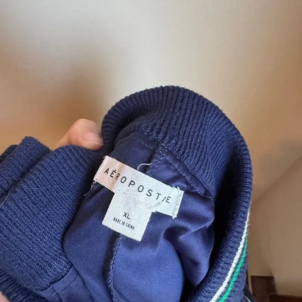 Aeropostale Varsity Pleated Sweater Skort Navy Blue Green Stripe Mini - Image 4