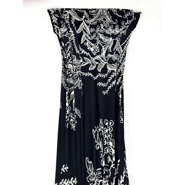 Soma Intimates Black White‎ Floral Maxi Dress Empire Waist V-Neck Size Small - Image 6