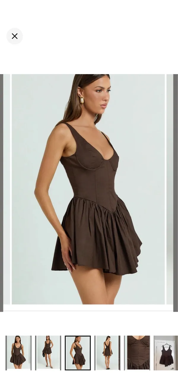 New Showpo Ashlyn Mini Dress in Chocolate Brown Size 12 L - Image 4