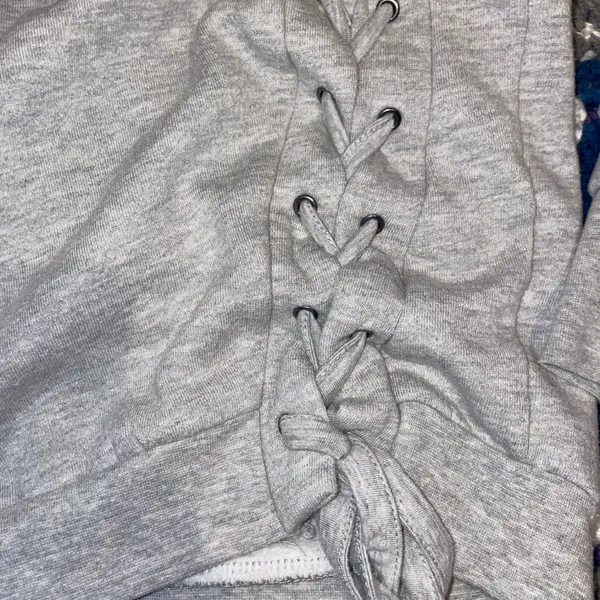 Junk Food Minnesota Vikings Lace Up Hoodie Heather Gray Purple Womens Small - Image 5