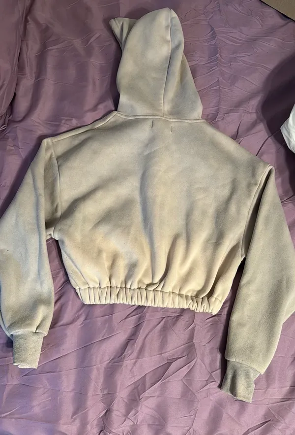 Cropped Hoodie Tan - Image 2