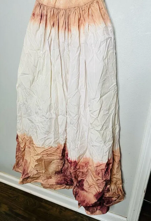 A. L. C. Multicolored Cotton Tan White Halter Neck Maxi Dress Size 6 - Image 16