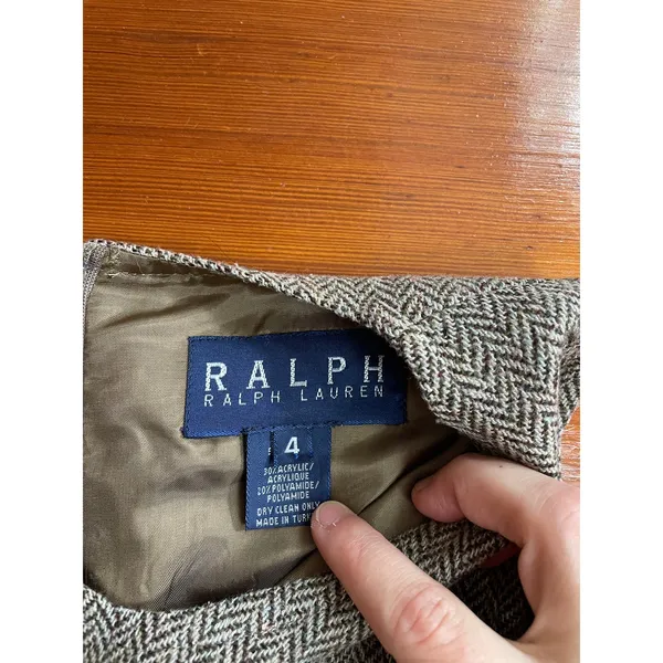 Ralph Lauren Wool Blend Tweed Herringbone Sheath Academia Jumper Dress Sz 4 💛🎀 - Image 9