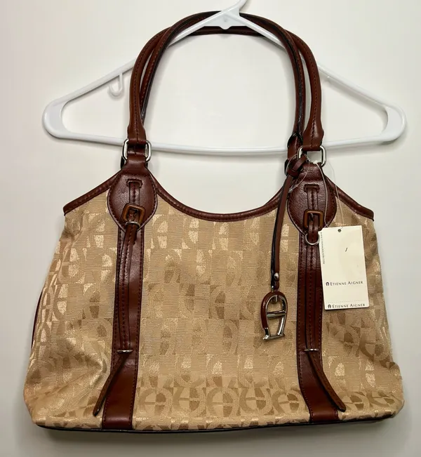 Etienne Aigner monogram canvas shoulder bag or hobo bag - Image 6