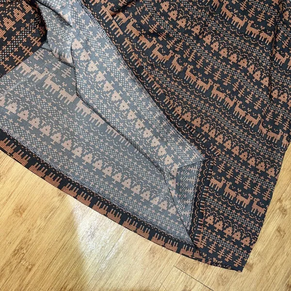 Peppermint Reindeer Fair Isle A-Line Skirt Navy Copper Medium‎ Cottagecore - Image 4