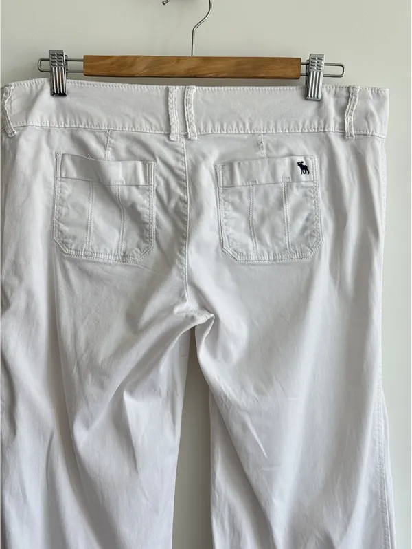 Abercrombie & Fitch White Bootcut Pants Low Rise Front Patch Pocket Women’s 6 - Image 10