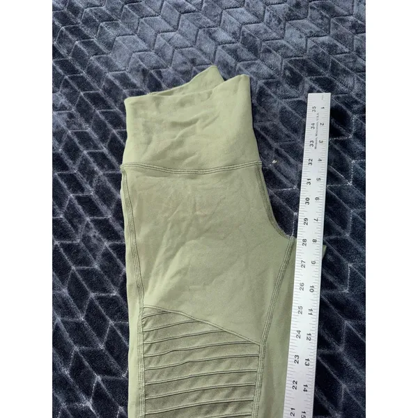 Alo Yoga Leggings Womens Green Moto High Rise Panel Activewear‎ Workout Size S - Image 9