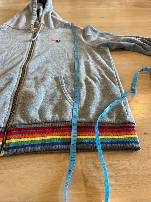 Aviator Nation Rainbow Rib Zip Hoodie Heather Grey size XXL - Image 7