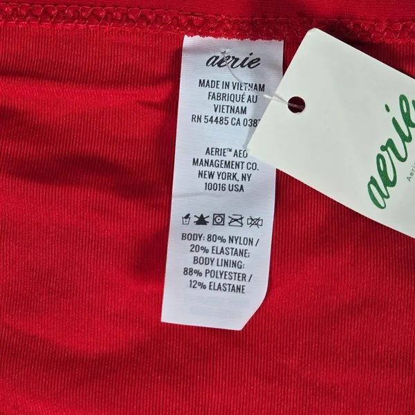 Aerie Red OG Cheeky Bikini Bottom Womens Medium NWT Solid‎ Low Rise Swimwear - Image 6
