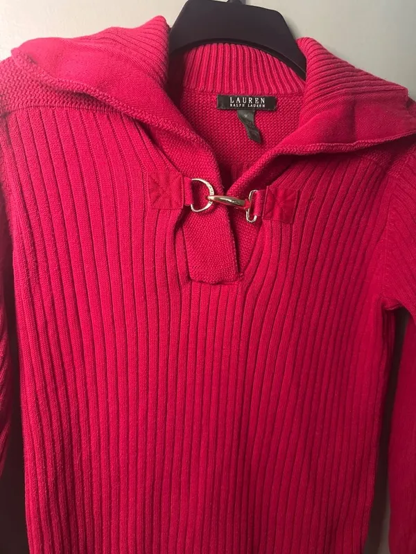 Lauren Ralph Lauren Women’s M Pink Ribbed Tunic Top Quiet Luxury Coastal Chic - Image 2