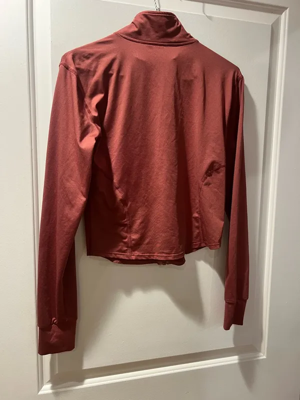 Cropped Zip Front track Jacket in Dusty Rose Pink Size M - Image 2