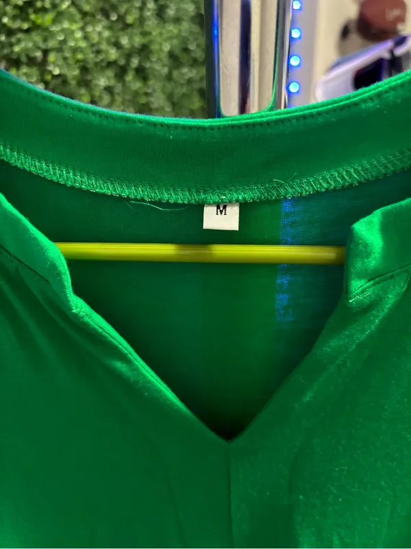 Women's Green Tiered V-Neck Dress - Image 2