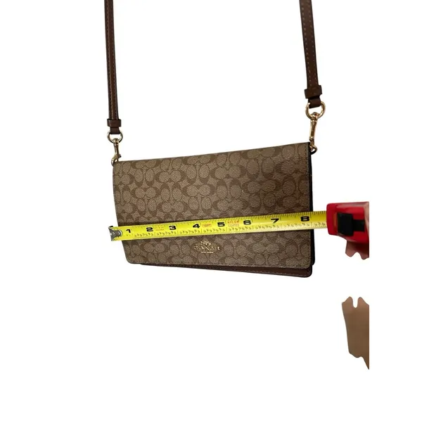 COACH Signature Hayden Folded Over Cross Body Brown 41920 Clutch in Color Block - Image 7