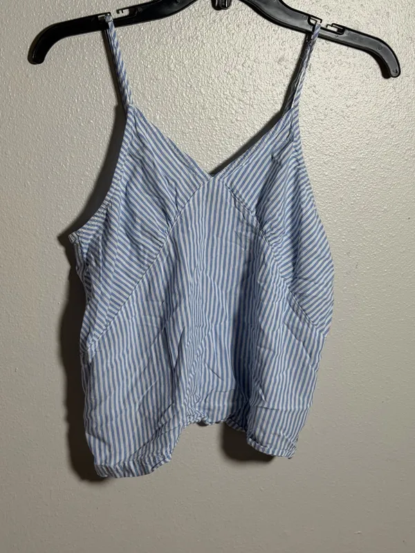 Tommy Hilfiger Women Blue/White Striped V-Neck Cami Casual Preppy Strappy size M - Image 2