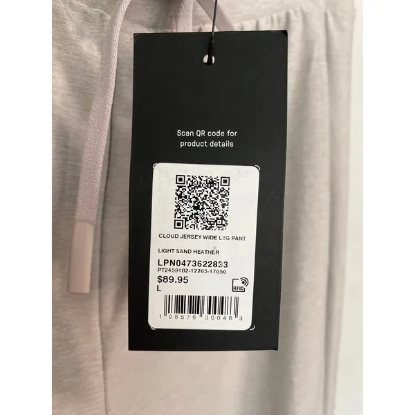 New Fabletics Cloud Jersey Wide Leg Pants Light Sand Heather Size L - Image 7