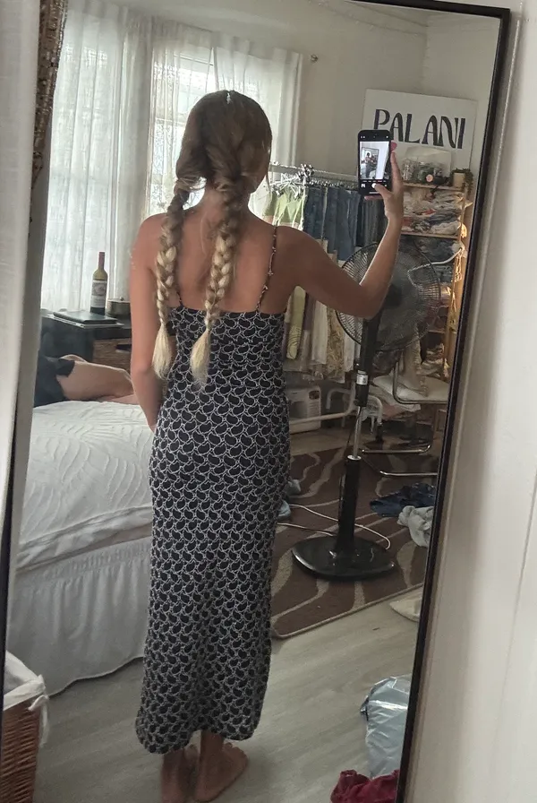 Black And White Textured Vintage Dress - Image 4