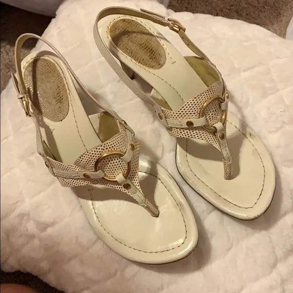 Cole Haan Metallic slingback heels white gold 7.5 - Image 2