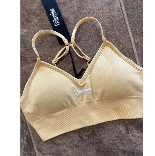 Civil Regime Pastel Yellow Kelly Seamless Bra Size Small - Image 4