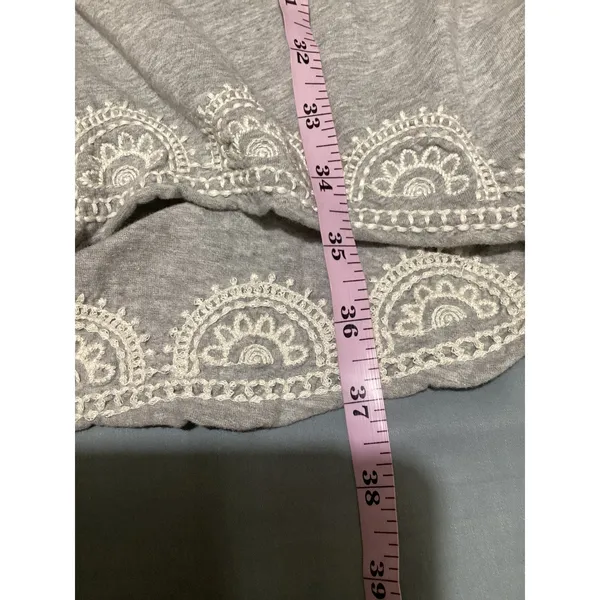 Sundance Grey Embroidered Cotton Snap Front Duster Cardigan Dress Medium - Image 6