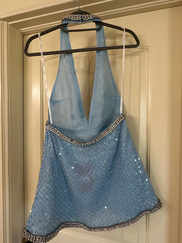 Retrofête blue sequin mini dress with silver beaded trim. (Brand new WITH TAGS! ) SOLD OUT ON WEBSITE!! - Image 2