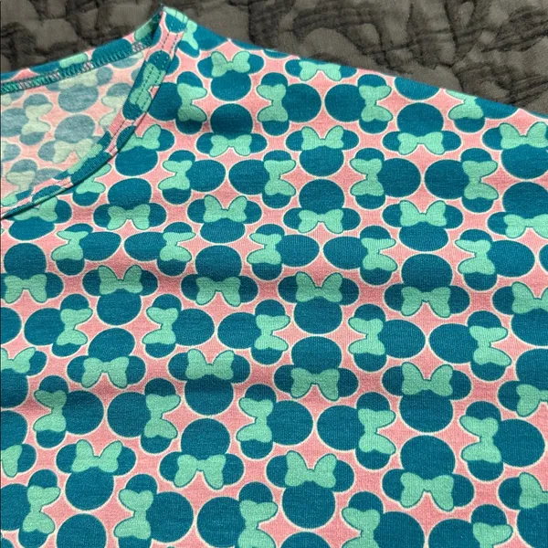 Disney LuLaRoe medium Irma Minnie Mouse turquoise pink hi low oversized tunic - Image 9