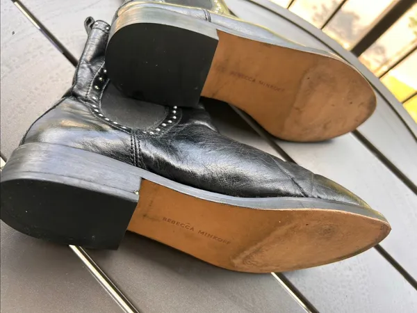 Rebecca Minkoff Sabeen Chelsea Black Studded Ankle Leather Boots 8M - Image 8