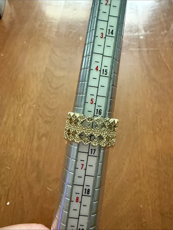 Textured Openwork Gold-Tone Band Ring for Women Size 6 1/4 - Image 8
