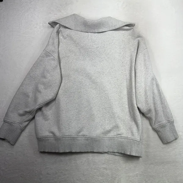 aerie L Down To Earth Quarter Zip Sweatshirt Overisized Gray Relaxed Fit Cozy - Image 13