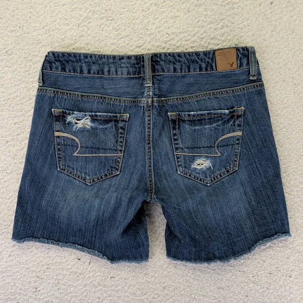 American Eagle Womens Distressed‎ Denim Cut Off Shorts Dark Wash Size 2 Cotton - Image 2