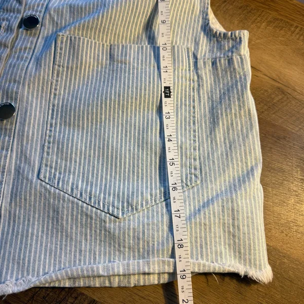 Zara Light Blue Pinstripe Sleeveless Denim Vest m - Image 8