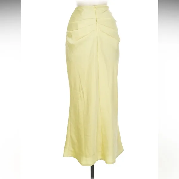 Misha collection gathered front chiffon midi skirt‎ yellow, NWT size 6 - Image 3