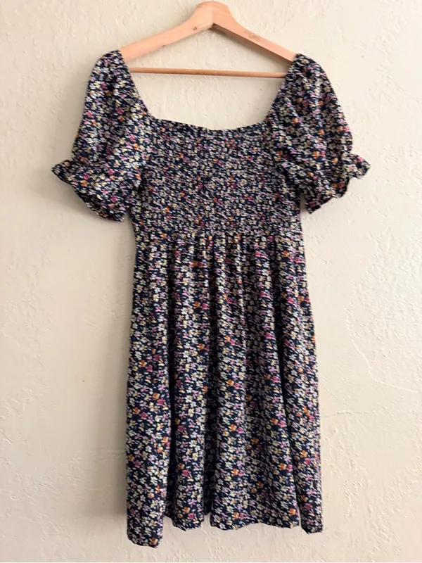 Mimi Chica Black Floral Puff-Sleeve Mini Dress - Image 2
