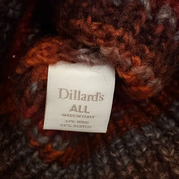 NWT Dillard's PomPom Beanie Wool Blend Stripe Knit Made in‎ Italy Fall Earthy - Image 3