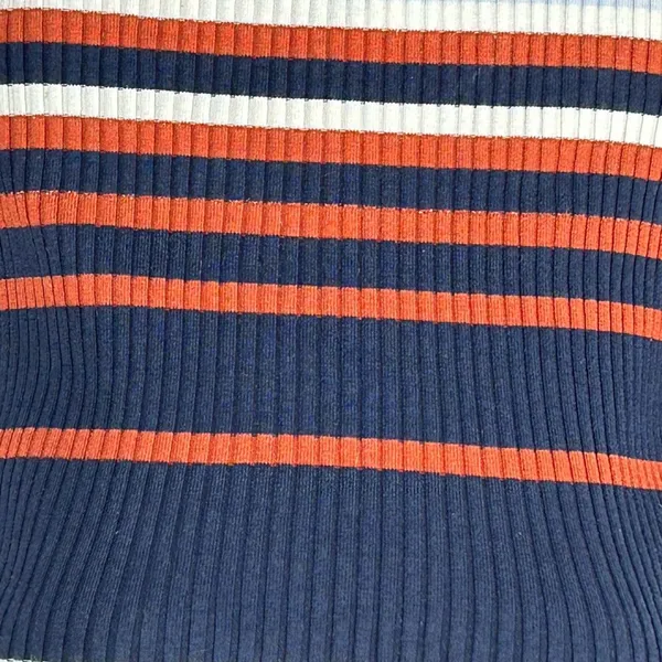 Bar III Striped Ribbed Bell Sleeve Sweater Medium Metallic Knit - Image 13