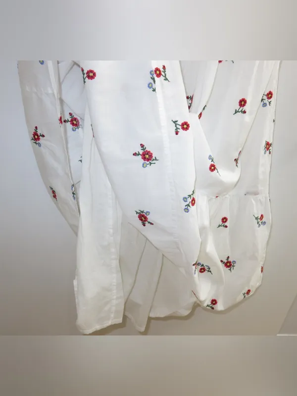 Nobody’s Child White Floral Embroidered Smocked Tiered Maxi Dress Size 2 - Image 9