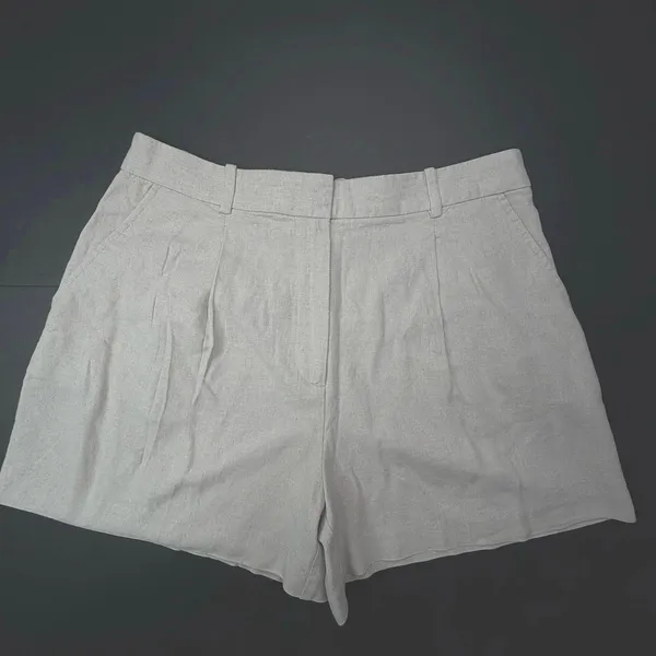 Zara Linen Blend Ecru High Rise Shorts M 8 GUC (SEE NOTE) - Image 5
