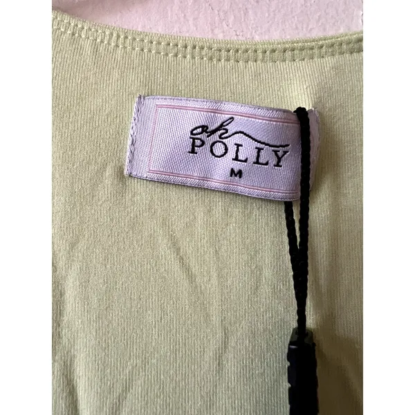 Oh Polly Ainslee Modal Square-Neck Bodycon Midi Dress in Matcha Green Size M - Image 6