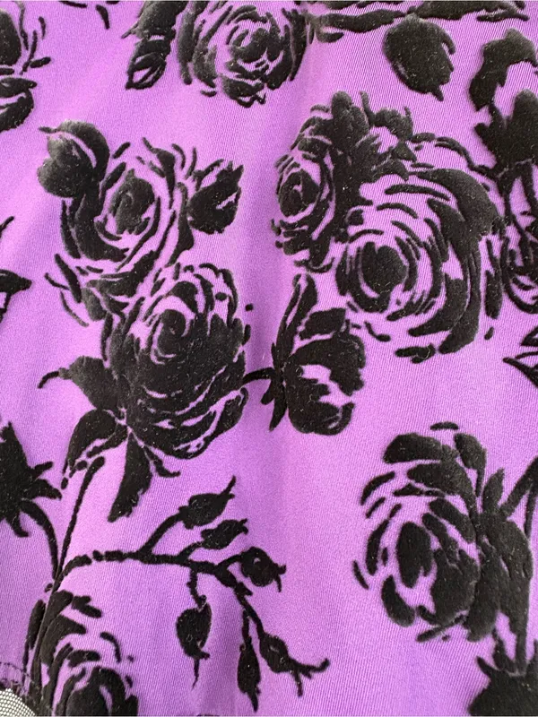 Kandi Kouture Black & Purple Floral Velvet Mesh Leotard Size AXS - Image 5