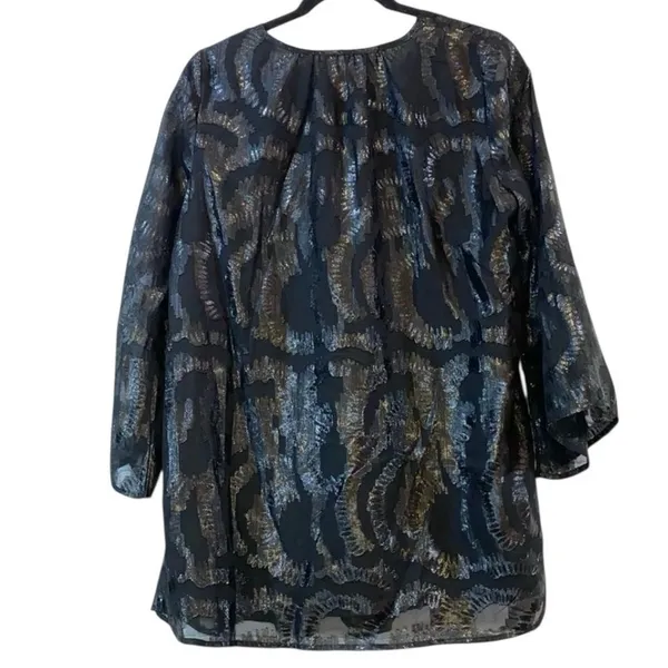 Cupio‎ Sheer V-Neck Flowy Blouse Bell Sleeves Medium - Image 4