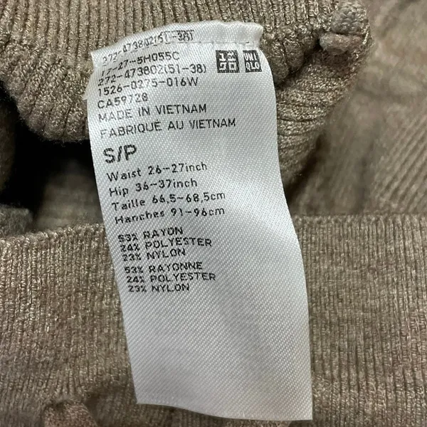 Uniqlo Womens Brown Ribbed Knit Casual Straight Wide Leg Trouser Lounge Pants 27 - Image 4
