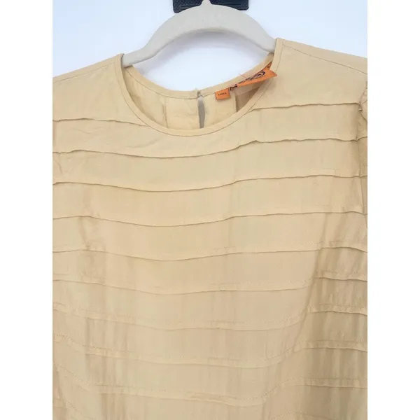 Tory Burch Womens 100% Silk Maize‎ Yellow Tiered Blouse Top Size 6 Career Staple - Image 4