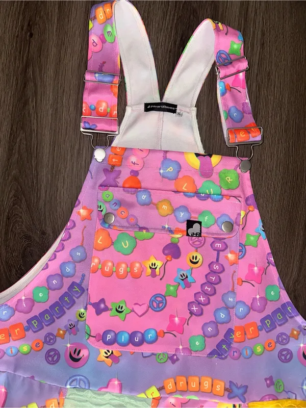 Iheartraves pastel color KANDI Trip overalls with chain - Image 8