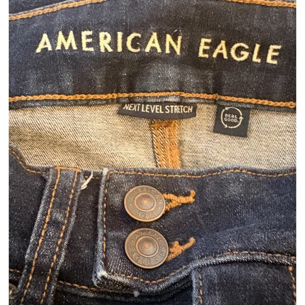 American Eagle Kick Boot Jeans Womens 4 Dark Blue Excellent Next Level Stretch - Image 3